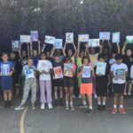 Students with mosaics
