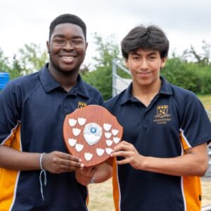 Students with winning silverware