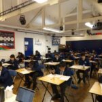 students in an exam room